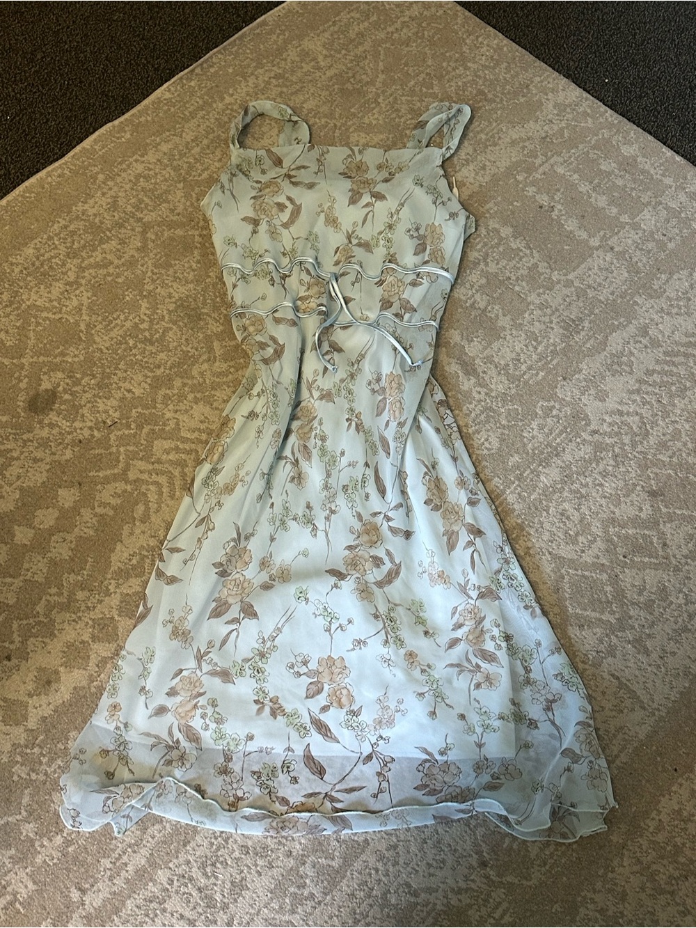 Floral Mint A-Line Sundress with Tie Waist